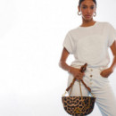 Bolso media luna de leopardo y efecto piel