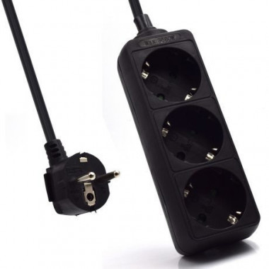 Regleta EWENT 3 Enchufes Shuco con Proteccion Negro (EW3959)