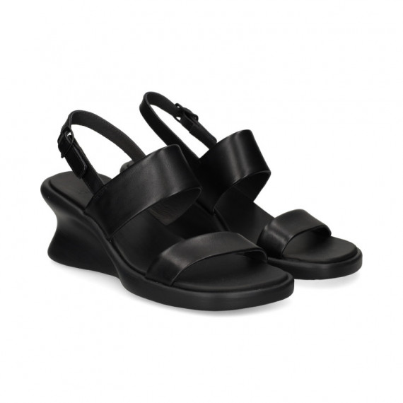 SANDALIA 2 TIRAS PIEL NEGRO