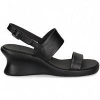 Sandalia 2 Tiras Piel Negro  CAMPER