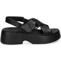 Sandalia Plataforma Ruzada Negro  CAMPER