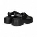 SANDALIA PLATAFORMA RUZADA NEGRO