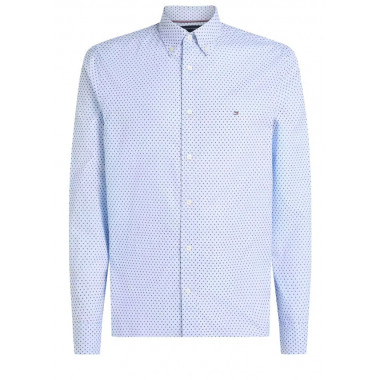 TOMMY HILFIGER - FLEX POPLIN MINI PRINT SF SHIRT - 0GY - F|MW0MW40463/0GY