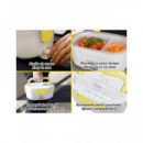 BEPER Fiambrera Electrica 2 En 1 Con Recipientes Extraibles 40W Con Cuchara Blanco Amarillo 90.920G