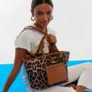 Bolso Shopper leopardo y efecto piel