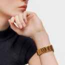 Reloj Digital Con Brazalete De Acero Ipg Dorado Y Zirconitas D-Bear