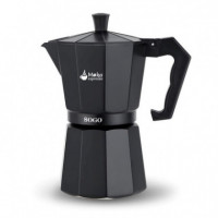 Sogo Moka Cafetera Italiana compatible con Inducción 3 Tazas Negra (CAL-SS-18306)