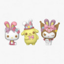 Funko Pocket pack de 3 Hello kitty pompompurin y Kuromi como conejitos de pascua sanrio