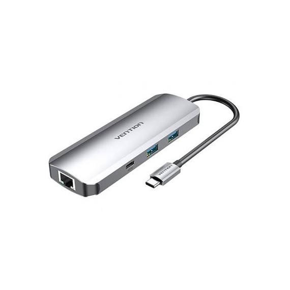 VENTION Hub 9 En 1 Tipo C/M a 3xUsb/1xTipo C/1xRJ45/Lector Tarjeta/TRSS 3.5mm/HDMI TOMHB