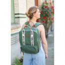 Bolso Mochila Mommy Club Signature Canvas Verde