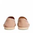 Mocasines de ante con logo y costuras