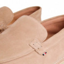 Mocasines de ante con logo y costuras