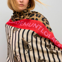Fular Estampado Combinado de Rayas y Leopardos  LOLA CASADEMUNT