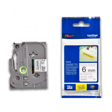 Cinta BROTHER P-touch Laminada Superadhesiva Negro sobre Blanco 6MM 8M (TZES211)
