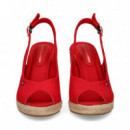 ABIERTO PUNTA Y TALON TEXTIL ROJO