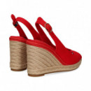 ABIERTO PUNTA Y TALON TEXTIL ROJO