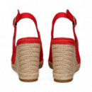 ABIERTO PUNTA Y TALON TEXTIL ROJO