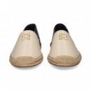 ALPARGATA LOGO PIEL BEIGE+AZUL