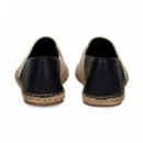 ALPARGATA LOGO PIEL BEIGE+AZUL