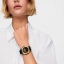 Reloj Analógico/Digital De Acero Dorado Y Brazalete De Nylon Negro Bet