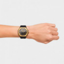 Reloj Analógico/Digital De Acero Dorado Y Brazalete De Nylon Negro Bet