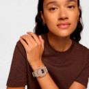 Reloj Analógico/Digital De Acero Rosado Y Brazalete De Nylon Topo Bet