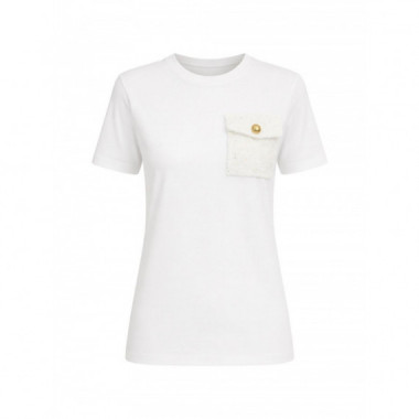 KARL LAGERFELD - boucle knit pocket t-shirt - b09 - B1W17089/b09