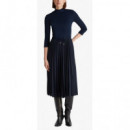 TOMMY HILFIGER - SLIM 5X2 RIB MIX MIDI DRS - C1G - F|WW0WW46138/C1G