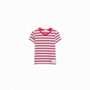 camisetas mujer Camiseta ARMEDANGELS Kardaa Stripe Light Oatmilk Mars Red Dynamo Blue