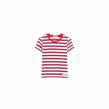 camisetas mujer Camiseta ARMEDANGELS Kardaa Stripe Light Oatmilk Mars Red Dynamo Blue