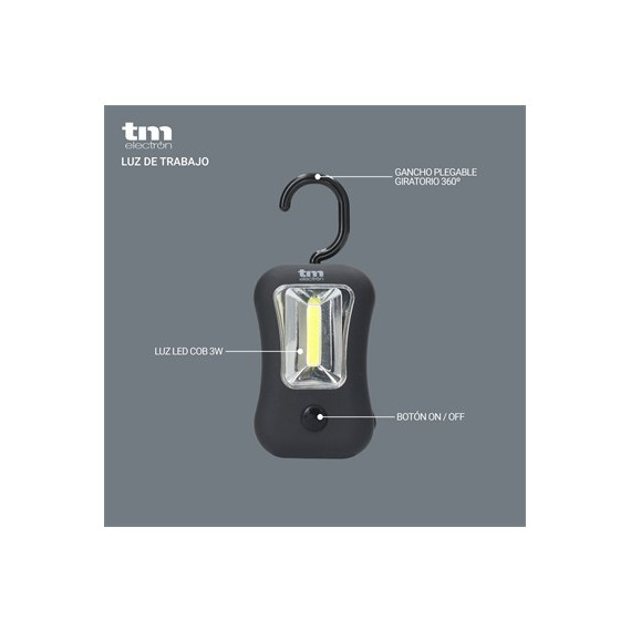 TM ELECTRON Linterna Portatil 4 Led 5W Con Gancho Magnetica TMTOR031 Negra Rojo/Azul
