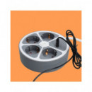 TM ELECTRON Base Redonda Multiple de 4 Enchufes + Puerto Usb y Tipo C 1.5Mtrs Gris TMUAD554CB