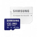 SAMSUNG Tarjeta Memoria Micro SDXC 128Gb Pro Plus Con Adaptador A2 V30 4K Ultra HD