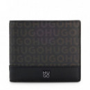 Cartera con estampado de monograma y logo apilado metálico