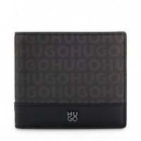 Cartera con Estampado de Monograma y Logo Apilado Metálico  HUGO BOSS