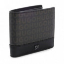 Cartera con estampado de monograma y logo apilado metálico