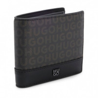 Cartera con Estampado de Monograma y Logo Apilado Metálico  HUGO BOSS
