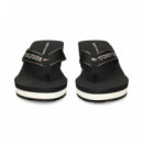 FLIP FLOP CON CUÑA CINTA NEGRO