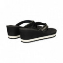 FLIP FLOP CON CUÑA CINTA NEGRO