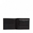 Cartera plegable de piel con logo