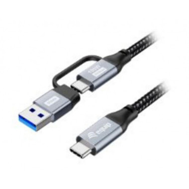 Cable EQUIP USB-C a USB-C + Adaptador USB-A 100W Trenzado 2m Negro (128432)