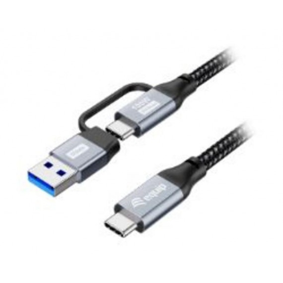 Cable EQUIP USB-C a USB-C + Adaptador USB-A 100W Trenzado 2m Negro (128432)