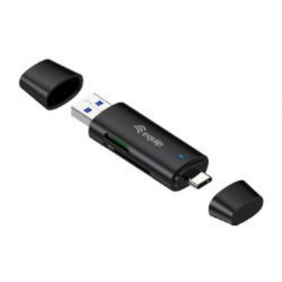 Lector de Tarjetas EQUIP SD/MicroSD USB-A/USB-C Negro (245462)