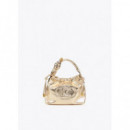 GOLD-TONED BUCKET BAG WITH RAISED OVAL L