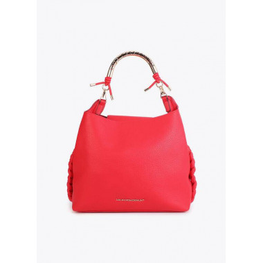 CUTWORK TOTE BAG WITH METAL HANDLE RED