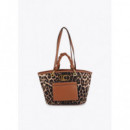FAUX LEATHER AND LEOPARD TOTE BAG BROWN-