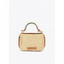 RAFFIA-EFFECT CONTRAST CROSSBODY BAG WIT
