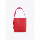 TOTE BAG WITH CONTRAST NYLON STRAP RED
