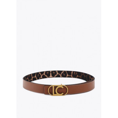 REVERSIBLE ANIMAL PRINT BELT WITH OVAL L