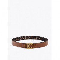 REVERSIBLE ANIMAL PRINT BELT WITH OVAL L